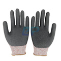 Anti Cut Level 5 13G HPPE Fiberglass Liner Sandy Nitrile Coated Cut Resistant Gloves with EN388 4544